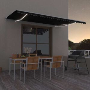 vidaXL Ręcznie zwijana markiza z LED, 500 x 300 cm, antracytowa