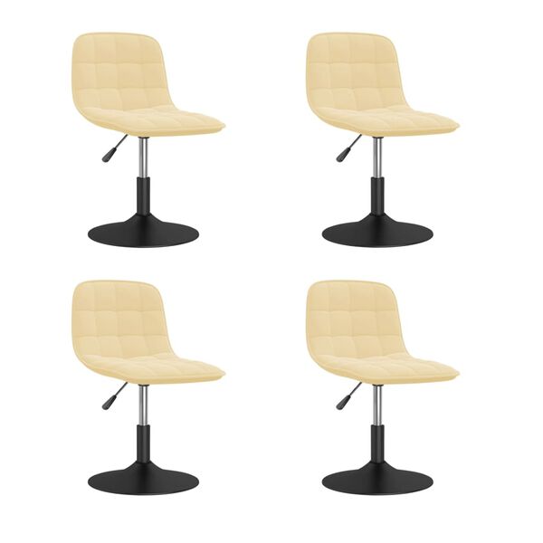vidaXL Obrotowe krzesła stołowe, 4 szt., kremowe, obite aksamitem