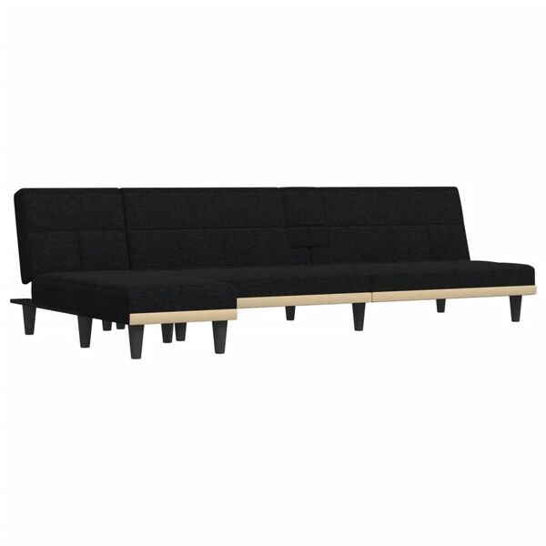 vidaXL Sofa rozkładana w kształcie L, czarna, 255x140x70 cm, tkanina