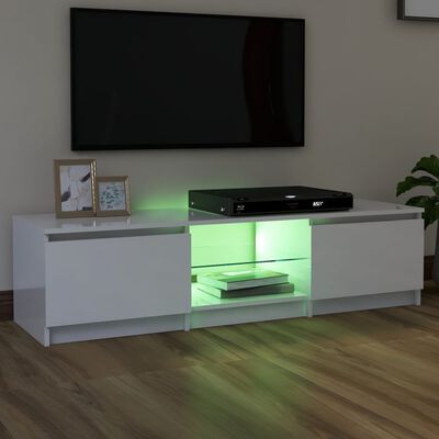 vidaXL Szafka pod TV z LED, biała, wysoki połysk, 140x40x35,5 cm