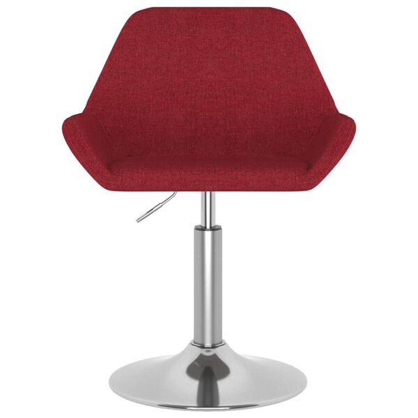 vidaXL Obrotowe krzesło stołowe, winna czerwień, obite tkaniną