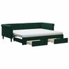 vidaXL Sofa rozsuwana z szufladami, ciemnozielona, 90x200 cm, aksamit