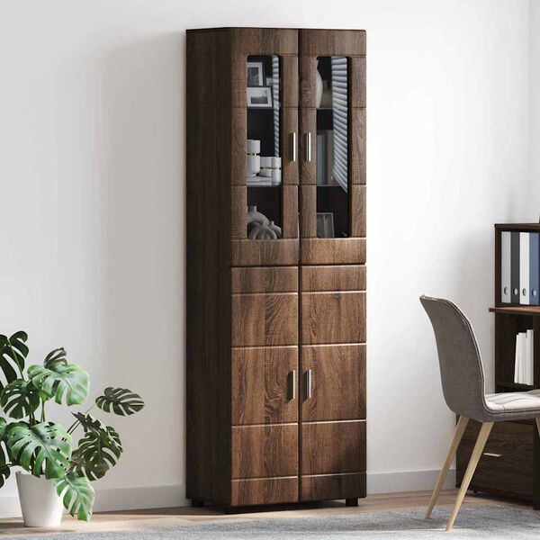 vidaXL Highboard z p&oacute;łką FLORIN Brązowy dąb 60 x 35 x 182 cm