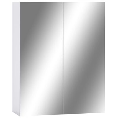 vidaXL Szafka łazienkowa z lustrem, biała, 60x15x75 cm, MDF