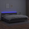vidaXL Ł&oacute;żko kontynentalne z materacem i LED, szara ekosk&oacute;ra 200x200cm