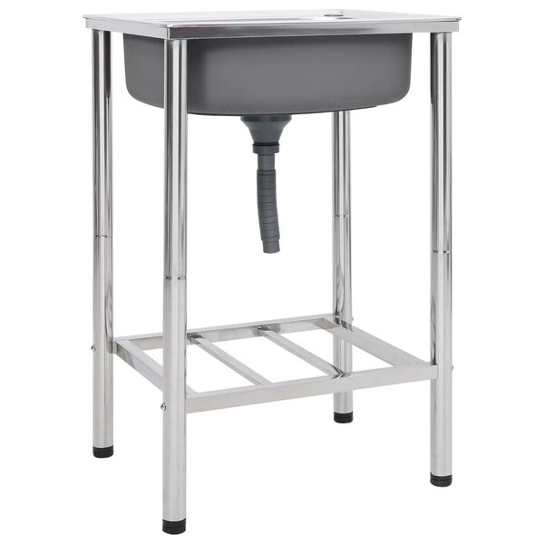 vidaXL Zlewozmywak kempingowy, jednokomorowy, stal nierdzewna