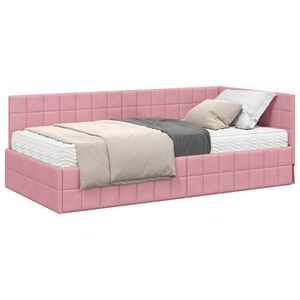 vidaXL Rama Ł&oacute;żka Narożnego z Materacem 2 szt. r&oacute;żowy 90 x 190 cm