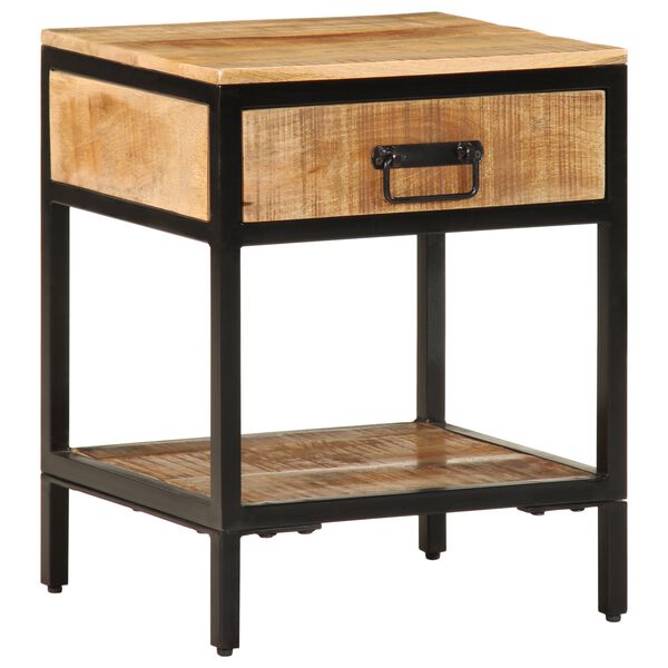 vidaXL Stolik nocny Brązowy 40 x 35 x 50 cm Lite drewno mango i metal