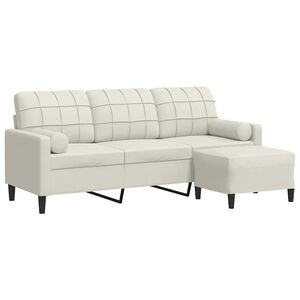 vidaXL Sofa 3-osobowa, kremowa, 180 cm, tapicerowana aksamit