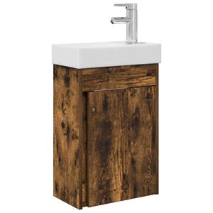 vidaXL Jednostka toaletowa z kranem Dąb wędzony 40,5 x 22,5 x 62 cm
