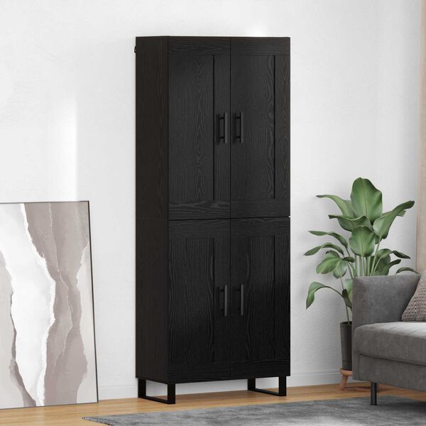vidaXL Highboard Czarny Dąb 69,5 x 34 x 180 cm Materiał drewnopochodny