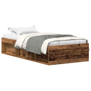 vidaXL Rama ł&oacute;żka bez materaca Stare drewno 90x190cm Drewno klejone