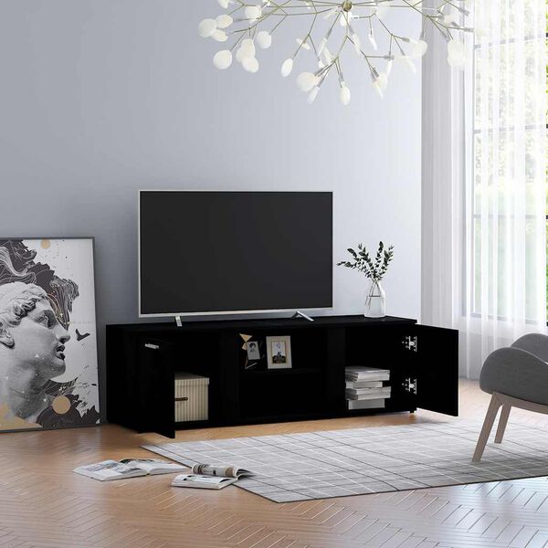 vidaXL Szafka pod TV, czarna, 120x34x37 cm, materiał drewnopochodny