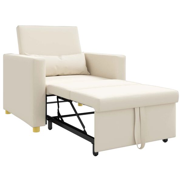 vidaXL Rozkładana sofa jednoosobowa Kremowy biały 90 x 165 x 87 cm