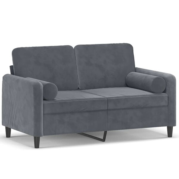 vidaXL 2-osobowa sofa z poduszkami, ciemnoszara, 120 cm, aksamit
