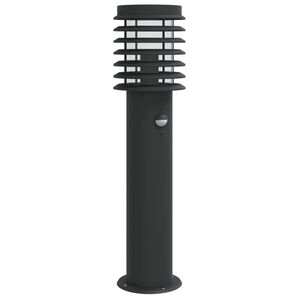 vidaXL Lampa ogrodowa na słupku, z czujnikiem, czarna, 60 cm, stal