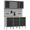 vidaXL Szafka robocza z p&oacute;łką 7 pcs Czarny Drewno inżynieryjne i stal
