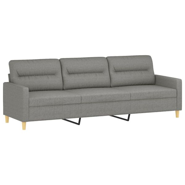 vidaXL Sofa 3-osobowa, ciemnoszara, 210 cm, tapicerowana tkaniną