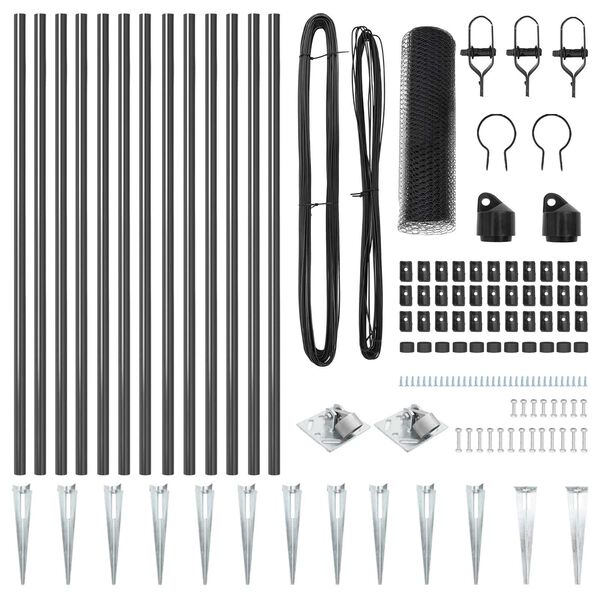 vidaXL Słupek ogrodzeniowy. Szary 25 x 0,4 m (siatka 13 mm) Stal i PVC