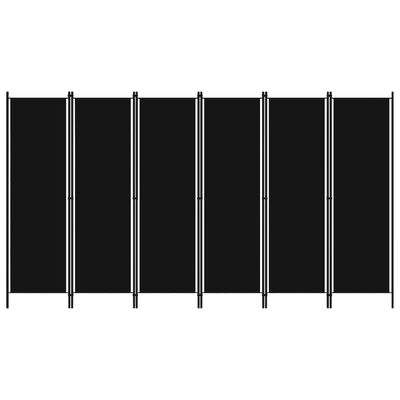 vidaXL Parawan 6-panelowy, czarny, 300 x 180 cm