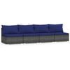 vidaXL 4-osobowa sofa ogrodowa z poduszkami, szary rattan PE