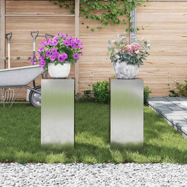 vidaXL Stojak na rośliny 2 pcs Srebrny 24 x 24 x 55 cm