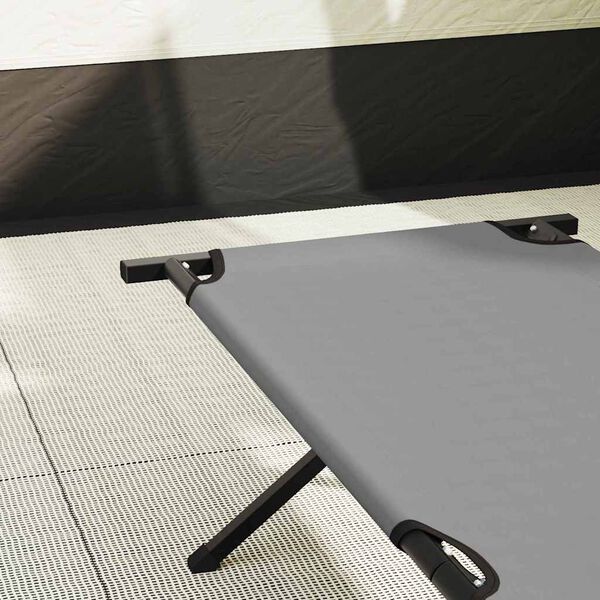 vidaXL Składane Ł&oacute;żko Kempingowe Szary 210 x 80 x 46 cm Tkanina Oxford