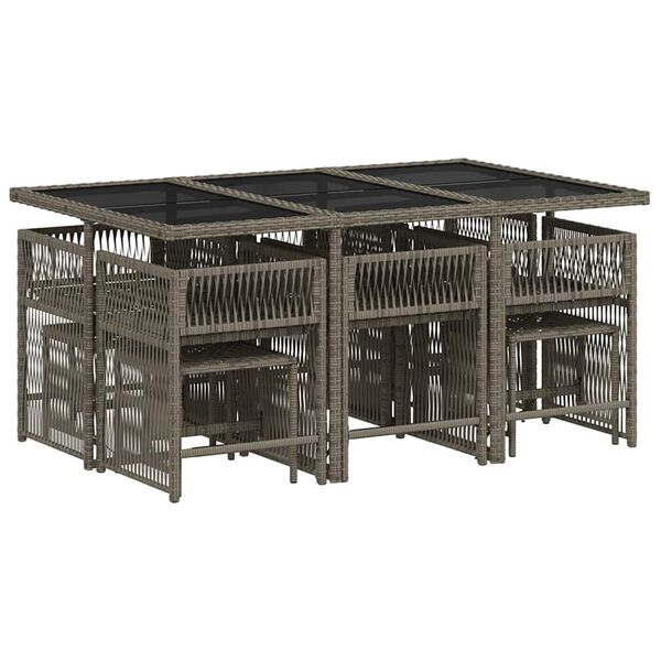 vidaXL 11-cz. zestaw mebli do ogrodu, z poduszkami, szary rattan PE