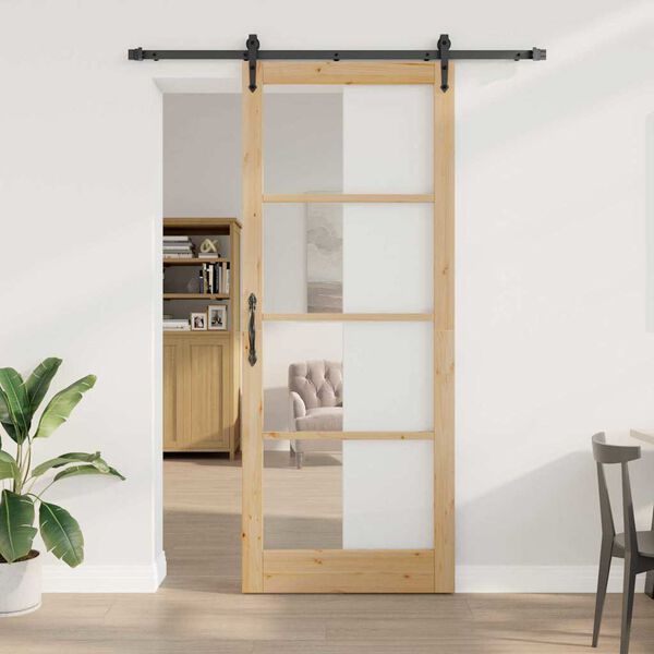 vidaXL Drzwi przesuwne Naturalny 83 x 232 cm