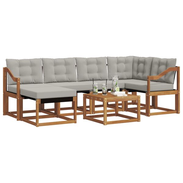 vidaXL Zestaw sof na zewnątrz z poduszką 7 pcs Naturalny i Jasny Szary