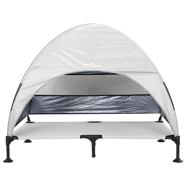 vidaXL Podnóżka dla psa Srebrnoszary 127 x 81 x 108 cm Tkanina i Stal