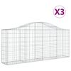 vidaXL Kosze gabionowe, 3 szt, 200x30x80/100 cm, galwanizowane żelazo