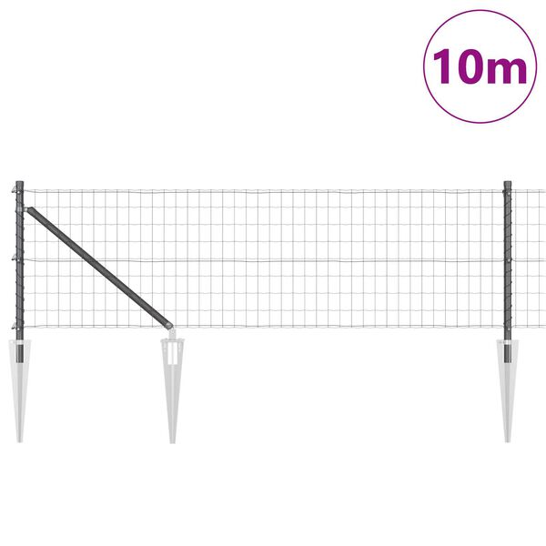 vidaXL Ogrodzenie z słupkiem Szary 0,8 x 10 m Stal i PVC