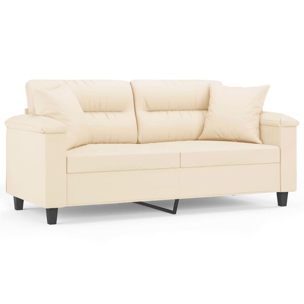 vidaXL 2-osobowa sofa z poduszkami, beżowa, 140 cm, mikrofibra