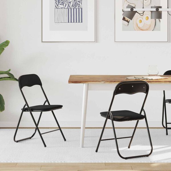 vidaXL Krzesło składane 2 pcs Czarny 48 x 44 x 78 cm Aksamit