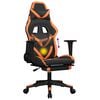 vidaXL Masujący fotel gamingowy z podnóżkiem, czarno-pomarańczowy