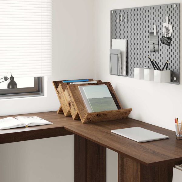 vidaXL Regał na gazety z p&oacute;łką Stare drewno 53 x 40 x 28.5 cm