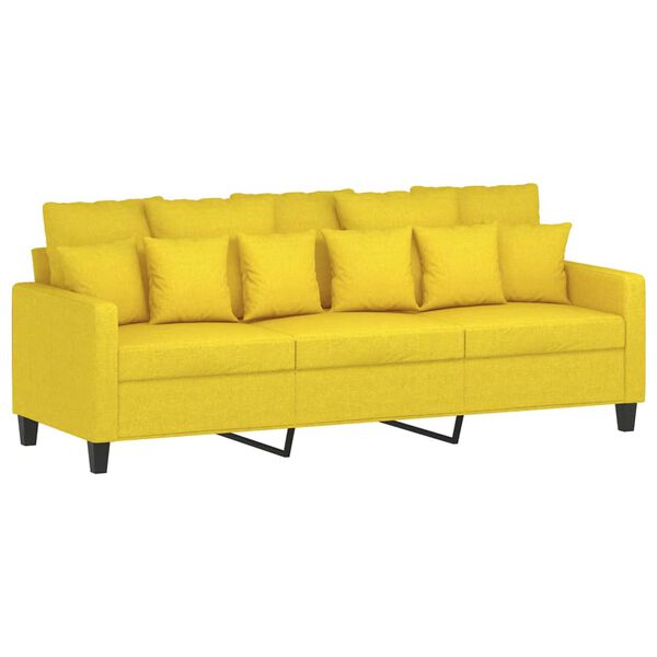vidaXL 3-osobowa sofa z podn&oacute;żkiem, jasnoż&oacute;łty, 180 cm, tkaniną