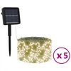 vidaXL Solarne lampki dekoracyjne, 5 szt., 5x200 LED, ciepłe białe