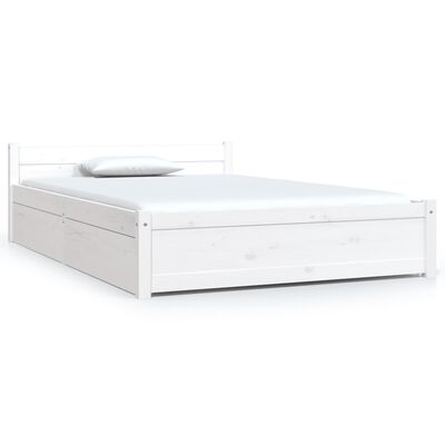vidaXL Rama łóżka z szufladami, biała, 120x190 cm