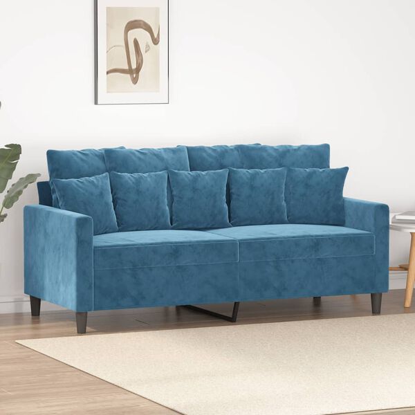 vidaXL Sofa 2-osobowa, niebieski, 140 cm, tapicerowana aksamitem