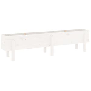 vidaXL Donica ogrodowa na n&oacute;żkach, biała, 160x30x38 cm, drewno sosnowe