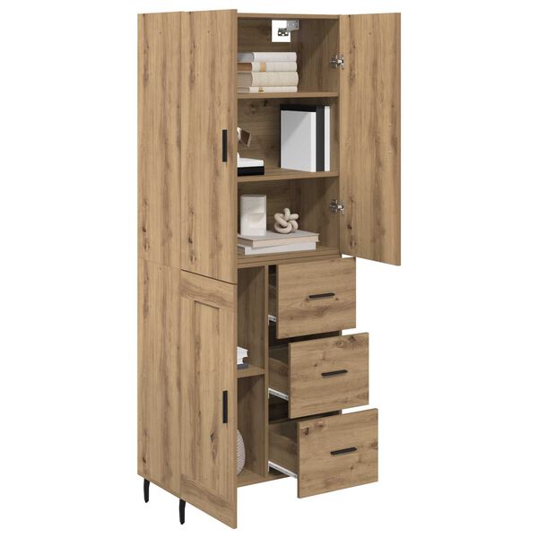 vidaXL Highboard 2 pcs Dąb rzemieślniczy Drewno inżynieryjne i szkło