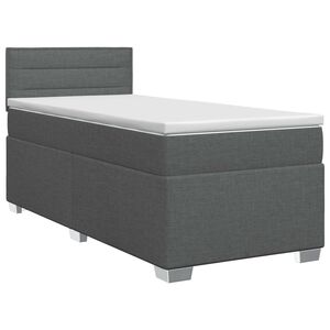 vidaXL Ł&oacute;żko kontynentalne z materacem ciemnoszary 90 x 200 cm tkanina