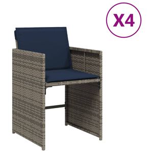vidaXL Krzesła ogrodowe z poduszkami, 4 szt., szare, polirattan