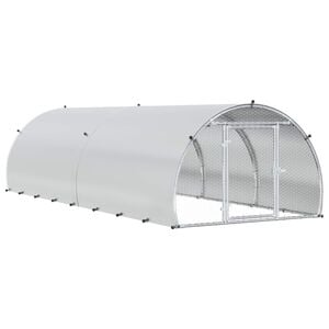 vidaXL Kurnik srebrny 400 x 150 x 100 cm Stal ocynkowana