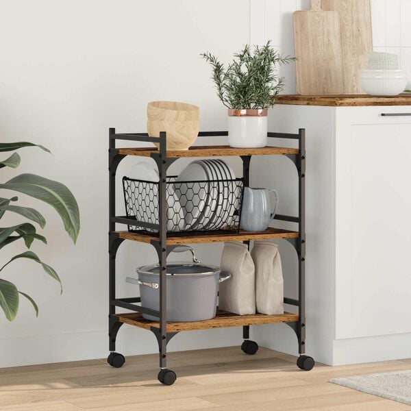 vidaXL W&oacute;zek Kuchenny Stare drewno 50 x 35 x 75.5 cm