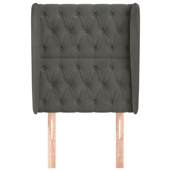 vidaXL Zagłówek uszak, ciemnoszary, 83x23x118/128 cm, aksamit