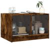 vidaXL Stolik kawowy, szklane drzwiczki, przydymiony dąb, 68x50x42 cm