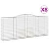 vidaXL Kosze gabionowe, 8 szt, 400x50x160/180 cm, galwanizowane żelazo